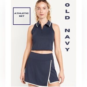 Old Navy Navy Blue Athletic Cropped Polo Top & Skort Set